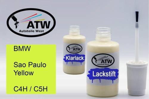 BMW, Sao Paulo Yellow, C4H / C5H: 20ml Lackstift + 20ml Klarlack - Set, von ATW Autoteile West.